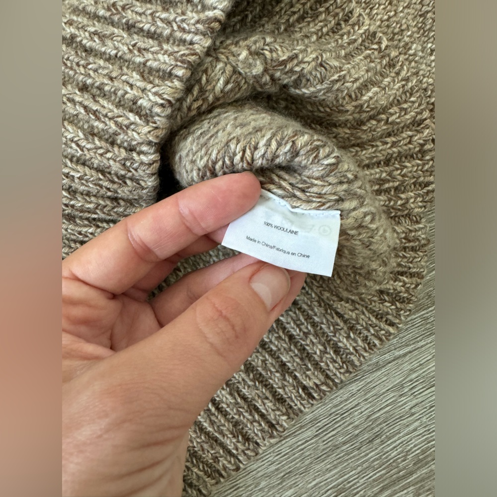Tory Burch EUC 100% Wool Knit Turtleneck Roll Neck Sweater Size S Beige Brown - Picture 8 of 10